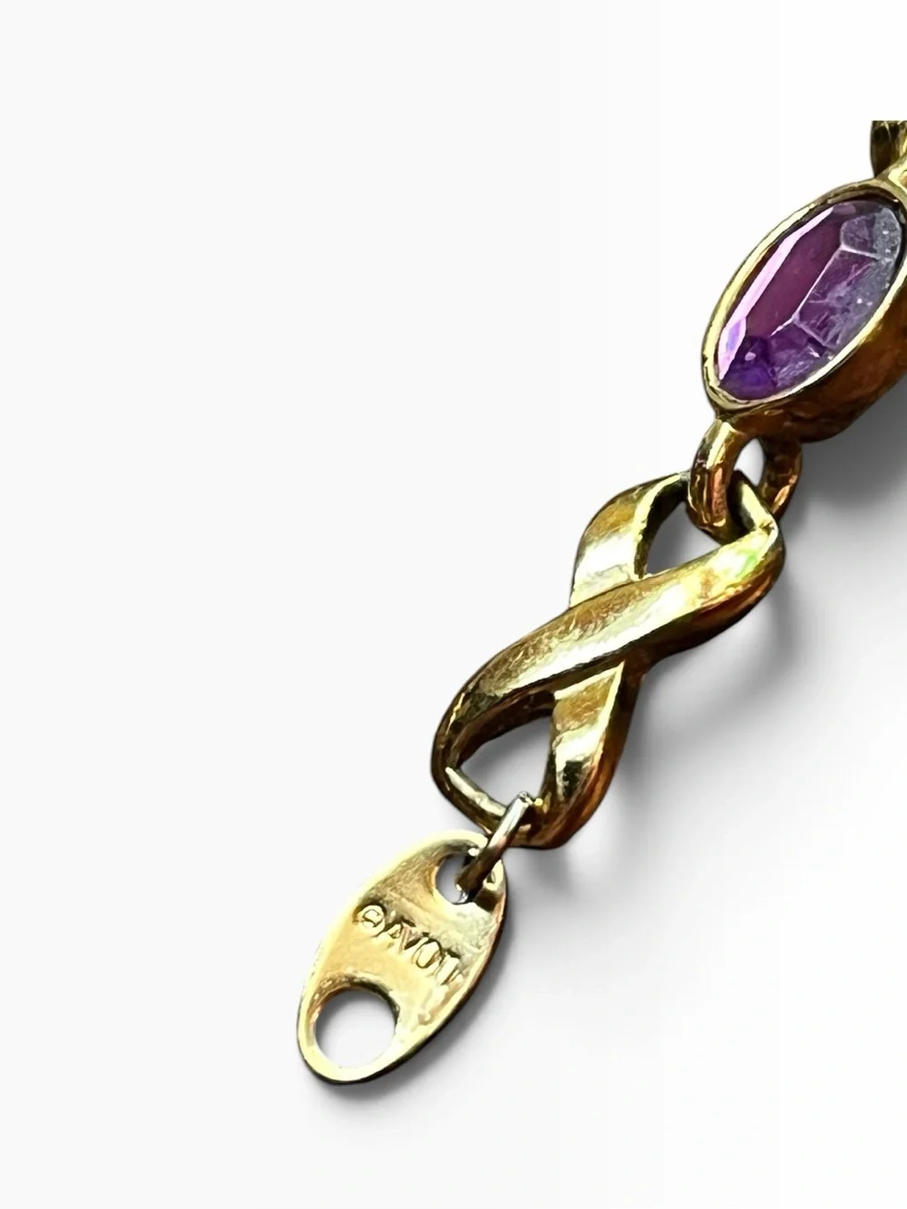 Vintage Avon Bracelet Purple Gold Tone Infinity Link Chain 7